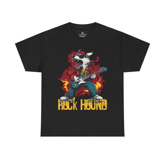 Rock Hound Dog T-shirt: Funny Dog Playing Guitar, Concert Tee