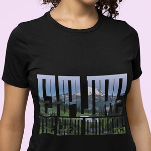 Esplora t-shirt, maglietta in cotone pesante unisex, camicia Avventura, maglietta con vista sulle montagne, maglietta da escursionismo, maglietta da campeggio, maglietta da arrampicata, regalo della natura