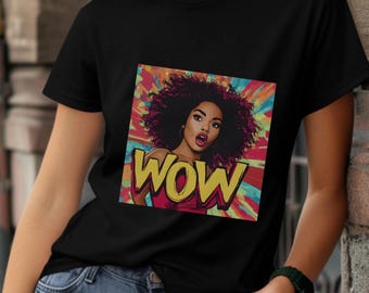 Retro Pop Art Afro Lady Tee: 1950s Comic Book Style