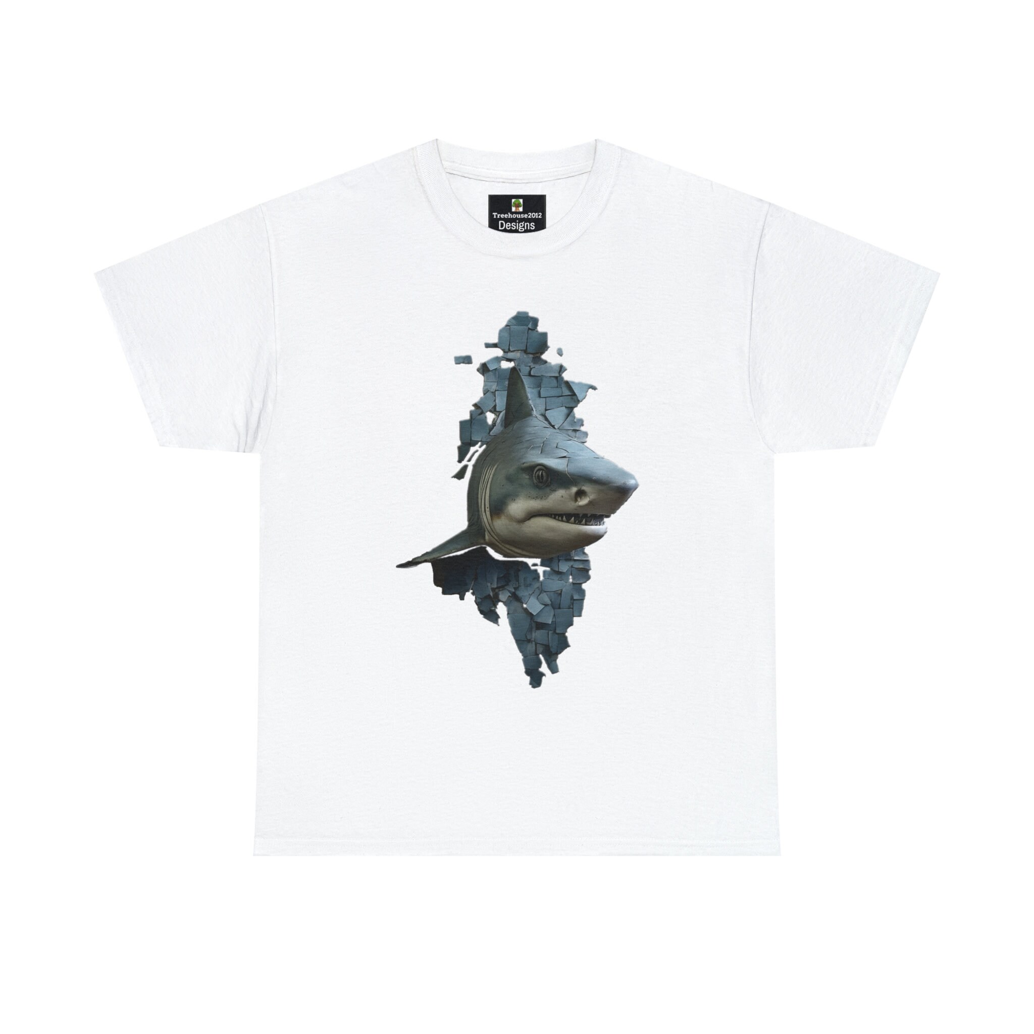 インサイドアウト シャークTシャツ Shark 3d Effect T-shirt, Unisex Heavy Cotton Tee, Shark