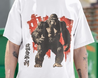 Vintage Gorilla Movie T-Shirt: Retro Kanji Graphic Tee
