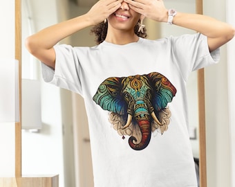 T-shirt éléphant hindou : t-shirt graphique d&#39;art animalier vibrant