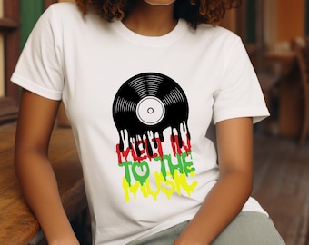 Melting Vinyl Record T-Shirt: Rasta Colors Music Tee