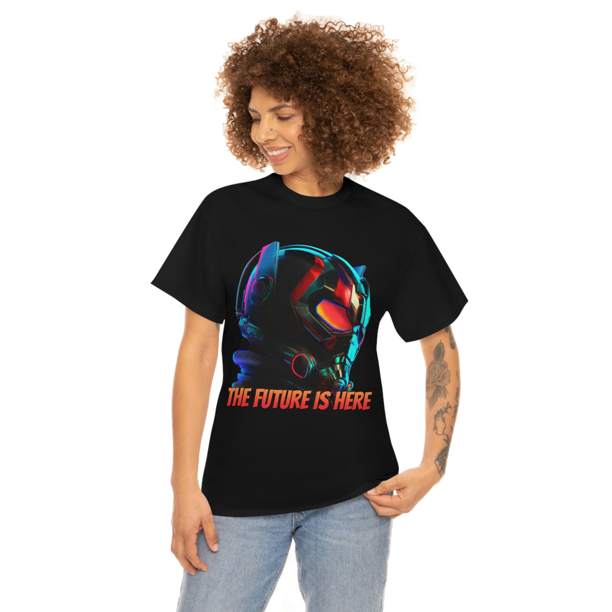 Discover The future is here black Unisex Heavy Cotton Tee t shirt