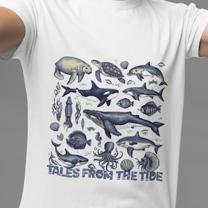 Vintage Sea Animals T-Shirt: Retro Ocean Nature Tee