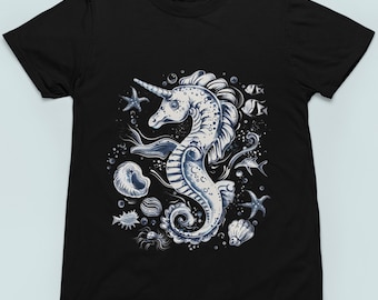 Vintage 90s Tattoo Seahorse T-shirt, Retro Sea Animal Tee