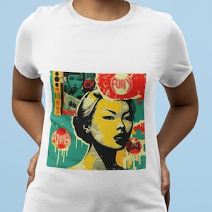 Japanese Pop Art Collage T-Shirt: Fury Power Grace