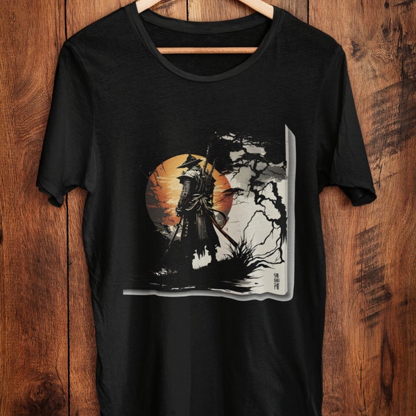 Japanese samurai t shirt cotton unisex tee, inspired by ancient prints, great for martial arts fans, yoga or just casual wear great gift