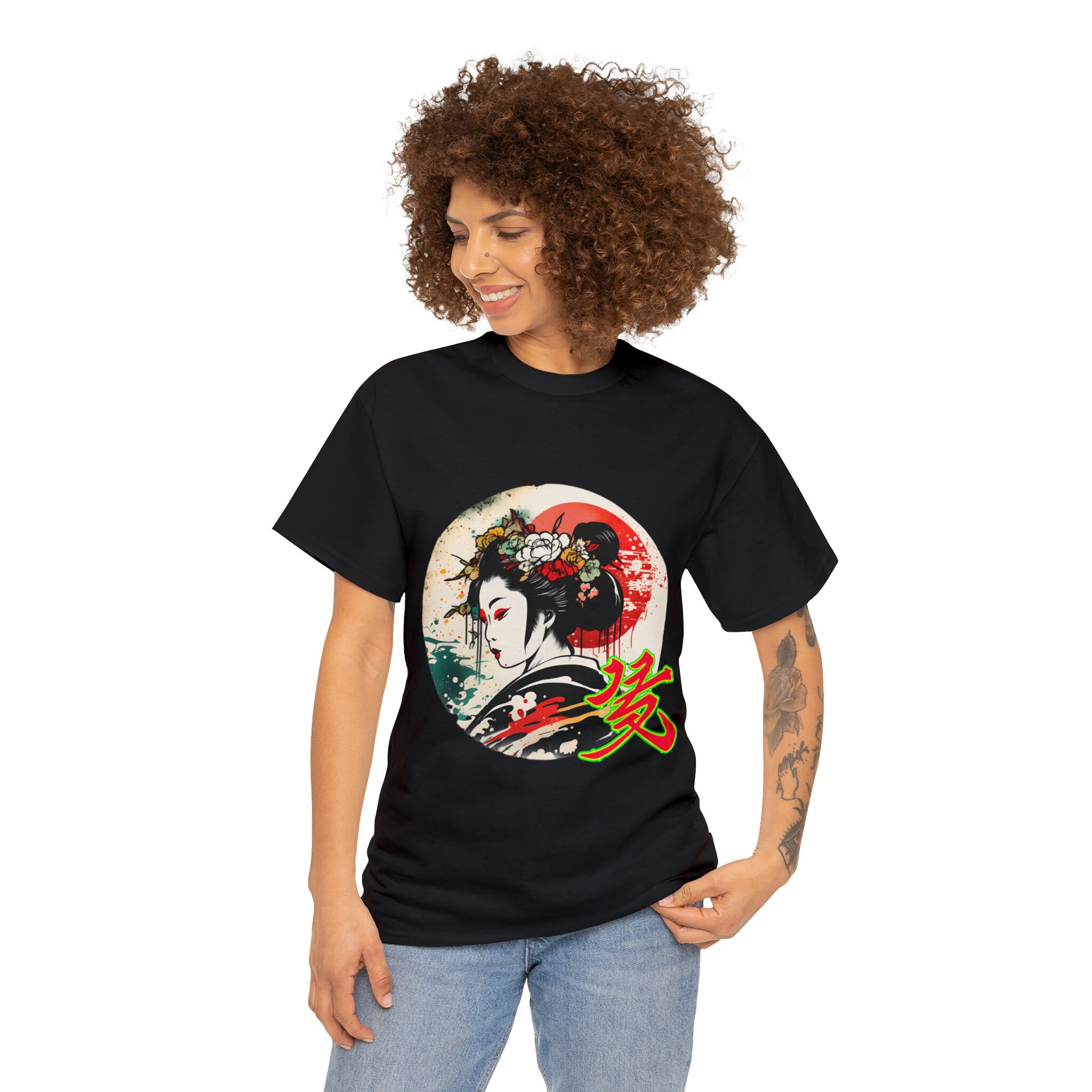 Vintage 80s Geisha Girl T-shirt: Japanese Ink Splash Design - Etsy