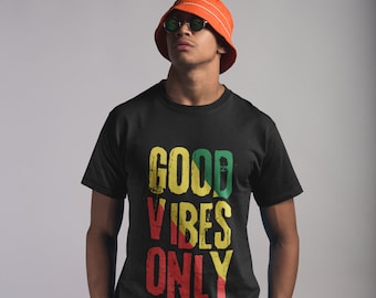 Good vibes only t shirt, Rasta colours Unisex Jersey Short Sleeve Tee, Party carnival shirt, Holiday festival tshirt, Uplifting t shirt gift