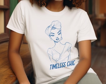 1950s Fashion T-shirt: Black Female Cartoon, Retro Headscarf Art