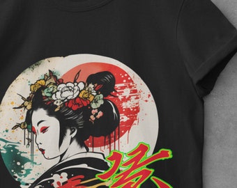 ビンテージ90s GEISHA GIRLS Tシャツ 古着　RAP TEE Vintage 80s Geisha Girl T-shirt: Japanese Ink Splash Design - Etsy