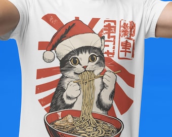 Vintage Cat Ramen T-Shirt: Funny Foodie Graphic Tee