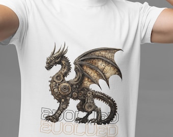 T-shirt Steampunk Dragon : T-shirt graphique Art mécanique fantastique