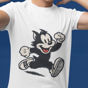 Vintage cartoon katten T-shirt, grappig grafisch T-shirt, casual zomershirt, retrostijl kleding, cadeau voor kattenliefhebbers - uniseks zwaar katoenen T-shirt,
