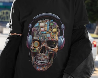 Cyberpunk Skull T-Shirt: Futuristic Circuit Board Design