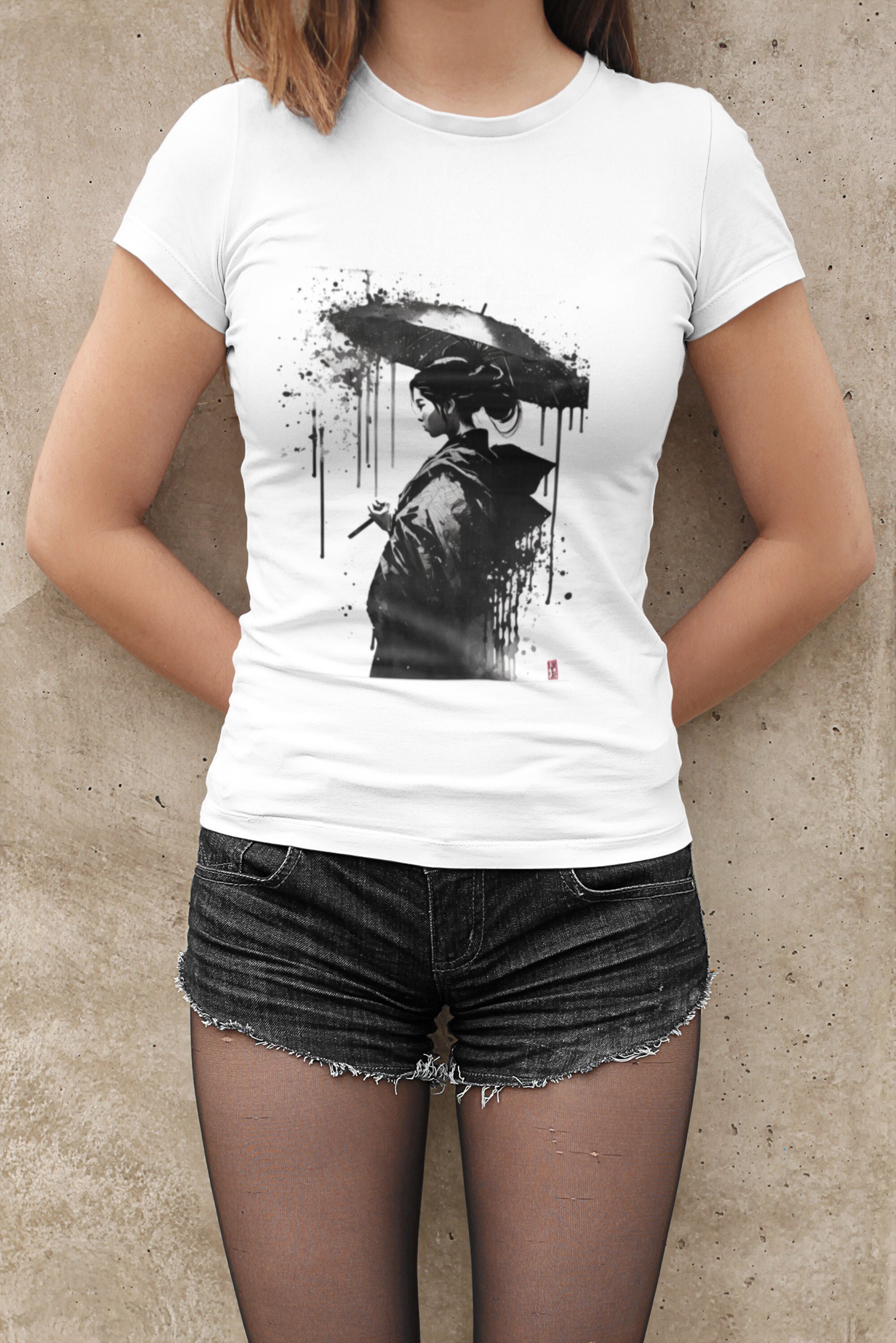 Japanese Geisha T-Shirt: Vintage Retro Graffiti Design