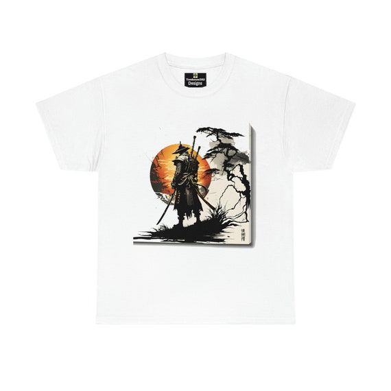 日本のサムライTシャツ：古代プリントコットンTシャツ - Etsy 日本