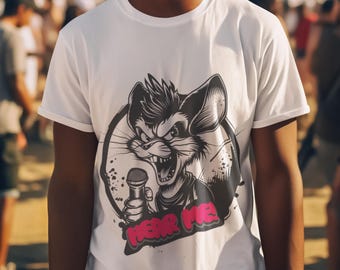 Hear Me T-Shirt: Angry Mouse Street Art Graphic Tee