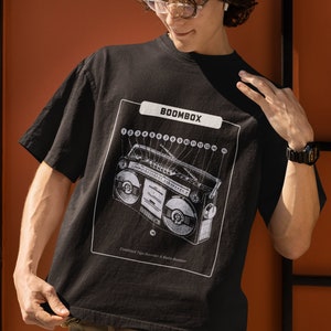 Boom box black t shirt, Unisex Heavy Cotton Tee, Retro old school hip hop tshirt, Music lovers shirt, Cassette tape t shirt Vintage tee gift