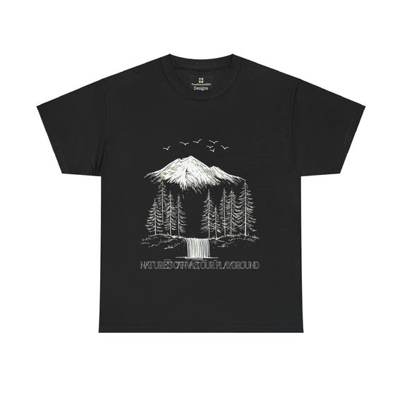 Mountain Waterfall Line Art T-shirt: Nature's Canvas Tee - Etsy
