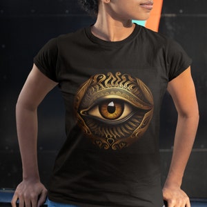 Egyptian golden eye t shirt. black Unisex Heavy Cotton Tee, eye of Horus shirt. symbol for prosperity and protection t shirt. great gift