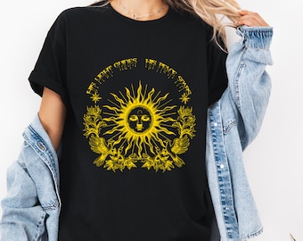 Celestial Sun T-shirt: Gold Doves, Spiritual Galaxy Graphic