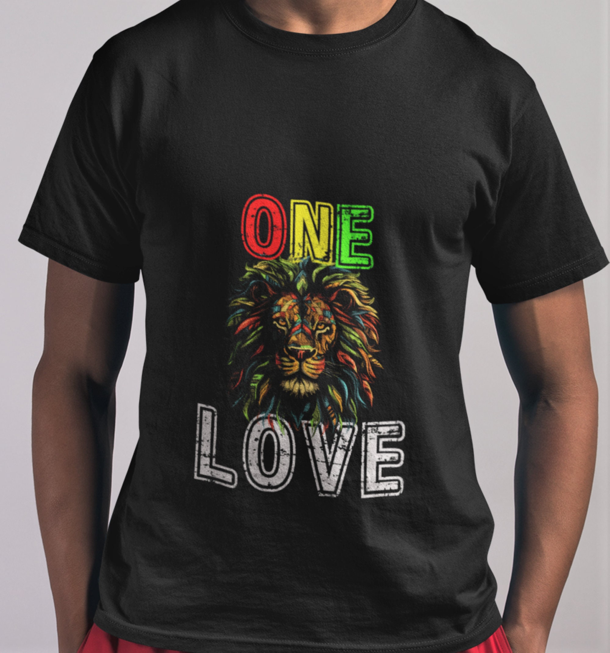 One love t-shirt Unisex Cotton Tee, Rasta colours t shirt Lion of Judah shirt Jamaica tee Bob Marley quote tshirt Reggae top great gift