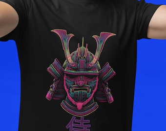 Cyberpunk Samurai T-shirt: Neon Warrior Vaporwave Graphic Tee - Etsy
