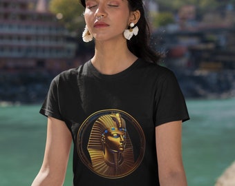 Tutankhamun Gold Pharaoh Mask T-Shirt: Egyptian Mysteries Tee
