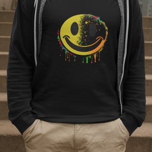 Acid House Smiley Face T-Shirt: Retro 90s Colorful Drip Tee
