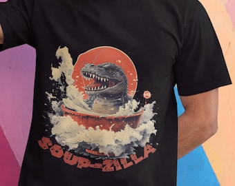 Soup-zilla T-Shirt: Funny Japanese Dinosaur Ramen Tee
