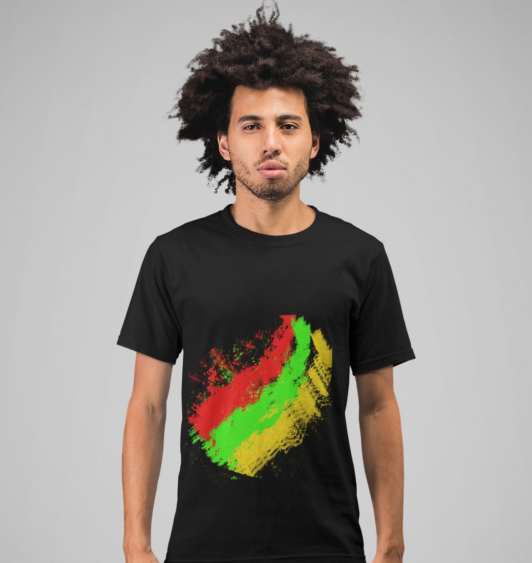 Rasta Splash T-shirt: Red, Green & Gold Ink - Unisex Cotton Tee - Etsy