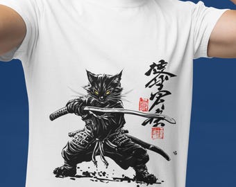 Maglietta Samurai Cat: maglietta unisex giapponese con kanji