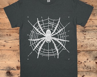 Vintage Spider Web T-Shirt, Gothic Arachnid Graphic, Cotton Unisex Tee