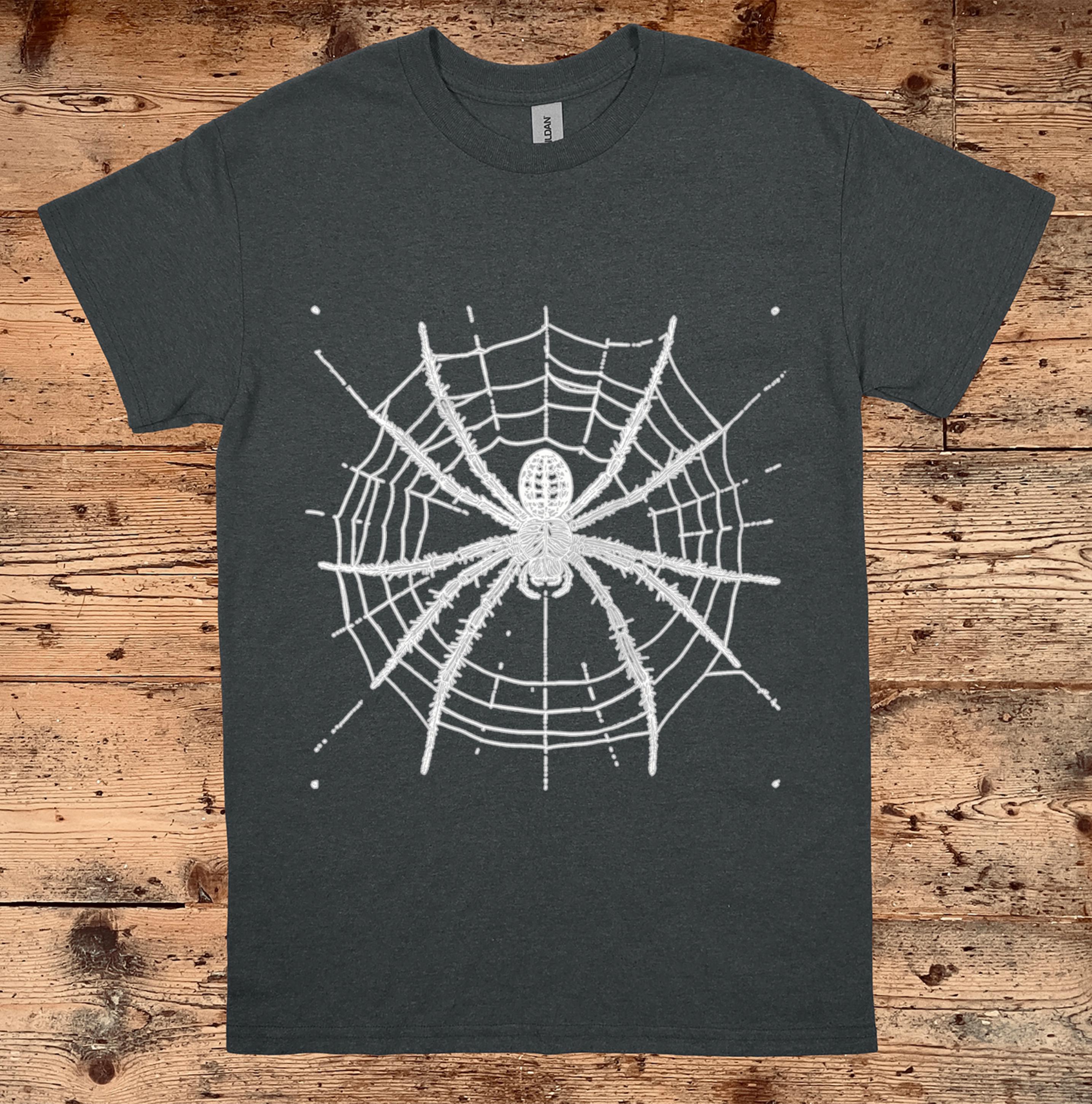 Vintage Spider Web T-shirt, Gothic Arachnid Graphic, Cotton Unisex