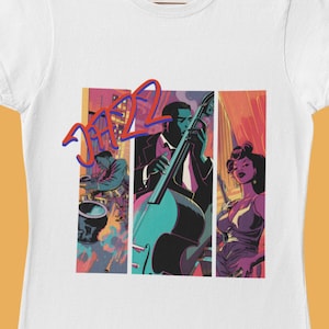 Camiseta de banda de jazz: camiseta musical estilo cómic