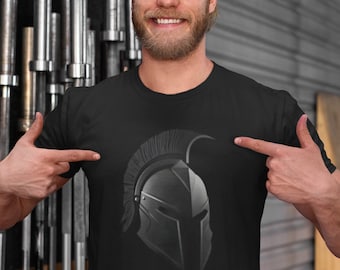 Minimalist Spartan Warrior Helmet T-Shirt: Gym Workout Tee