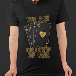 Das Ace-T-Shirt, Unisex-schweres Baumwoll-T-Shirt, Poker-Spielkarten-Shirt, Power of One-T-Shirt, Retro-goldenes Ass-T-Shirt, Magier-T-Shirt, Glücksgeschenk
