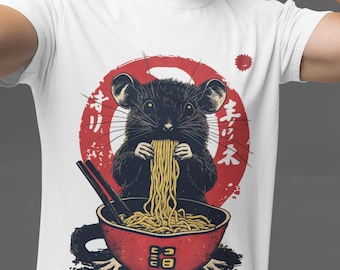Retro Rat Ramen T-Shirt: Vintage Graphic, Funny Foodie Gift