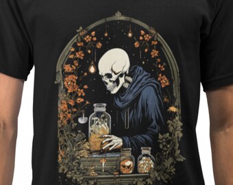 Skeleton Chef T-Shirt: Halloween Tarot Card Design