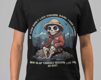 Funny Skeleton Fishing T-Shirt: Angler Gift