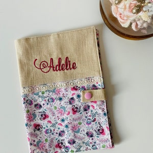 Personalized health book cover / customizable child and baby health book cover / liberty lace linen health book cover
