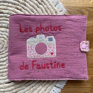 Album fotografico personalizzato in tessuto ricamato per neonato in tessuto e doppia garza di cotone, regalo nascita personalizzato, regalo foto bambino
