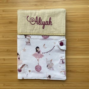 Personalized dancer health record cover / child and baby health record cover / linen and cotton health record cover