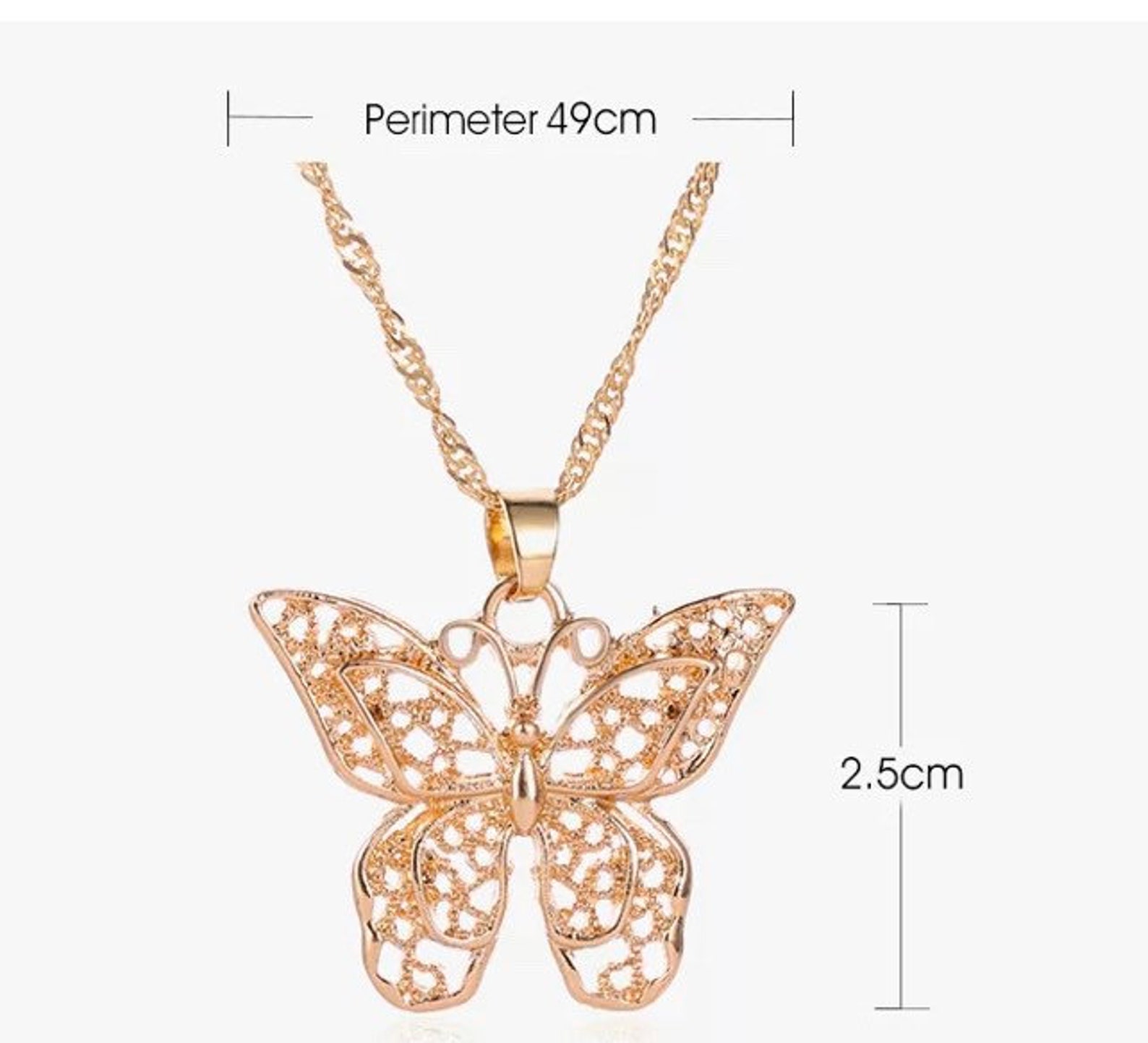 18k Gold Plated Butterfly Pendant Necklace Etsy UK