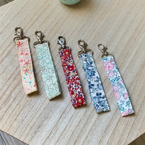 Liberty 12 cm wristlet key ring with carabiner, betsy cerise, bleached mint, felicity dragée, denim blue, adelajda soleil, choice of colors