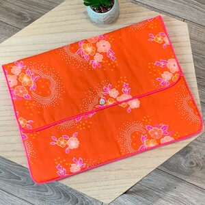 Petit Pan large fleece pouch, piped, snap closure, tablet, computer, e-reader cover