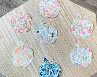 Ecussons thermocollants Pomme en Liberty, personnaliser vêtement ou accessoires, pose facile