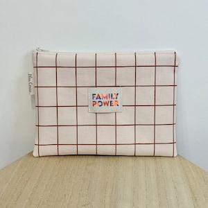Pochette trousse plate en coton épais à carreaux et doublure Liberty Betsy écureuil, doublée, molletonnée, pochette maquillage, à crayons …